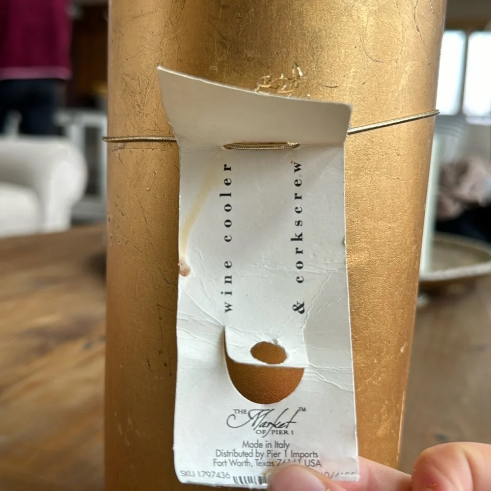 Pier One Gold Wine Cooler & Cork‎ screw - Picture 3 of 3